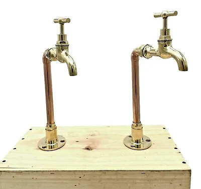 £169.99 • Buy Brass Kitchen Taps, Copper Taps, Vintage Style  Belfast Sink Pillar Taps (15A)