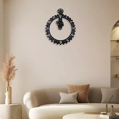 Moving Gear Wall Clock Wall Hanging Clock Rotary Home CREATIVE Decor Large Black • $57