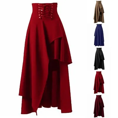Red Casual Retro Victorian Burlesque Skirt Gothic Steampunk Corset Bustle • $29.63