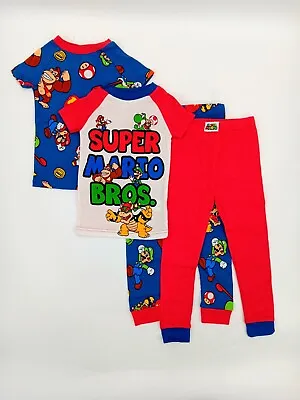 Super Mario Bros Kart Boys 4-Piece Cotton Pajamas Pjs Set Size XS (4) NWT AA10 • $21.02