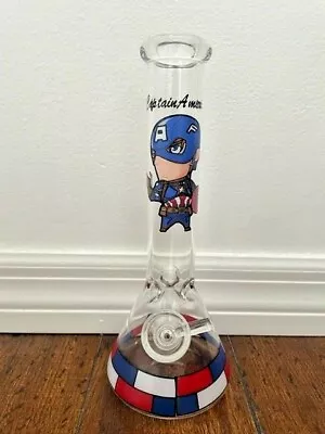 $39.99 • Buy 10.2  Premium Glass Water Pipe Art Captain America Avenger 14mm