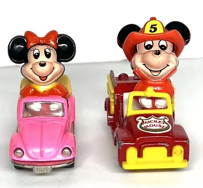 Vintage 1970's Tomy Mickey Fire Truck  And Minnie Mouse VW Die Cast Cars Disney • $15.90