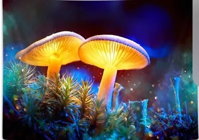 Neon Trippy UV Blacklight Mushroom Tapestry Room Decor-60 X40  W/ Hanging Pins • $11.99