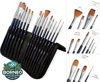 Artist Paint Brushes Assorted Set X 15 | Premium Case | MozArt • £9.89