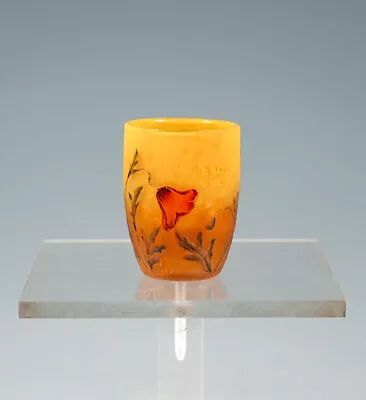 DAUM NANCY Art Nouveau Cameo Vase Poppy Flowers Decor Poppy Flower Um 1905 • £1247.73