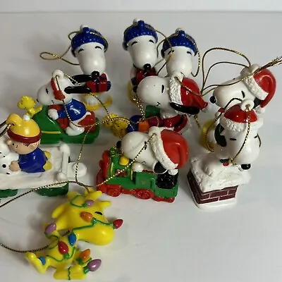 Vintage Whitman's Snoopy Woodstock Peanuts Christmas Ornaments PVC Lot Of 10 • $32.98