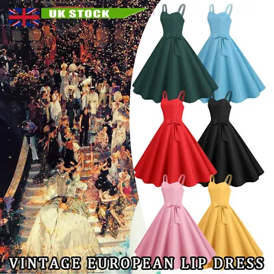 £16.20 • Buy Women Vintage Swing Dress Rockabilly 50s 60s Pinup Cocktail Party Evening Dress
