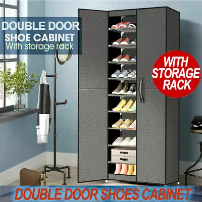 10 Tiers Shoe Rack Stackable Fabric Cabinet Storage Holder Wardrobe Organiser AU • $43.99