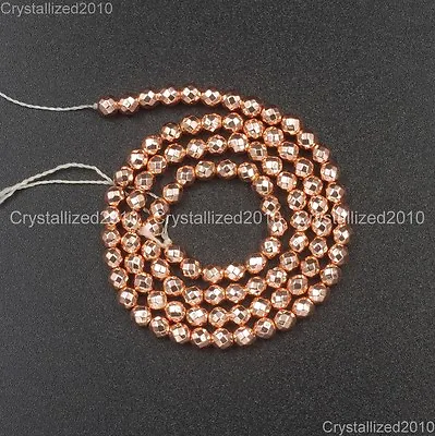AAA  Natural Rose Gold Hematite Gemstones Faceted Round Beads 4mm 6mm 8mm 16  • £6.18