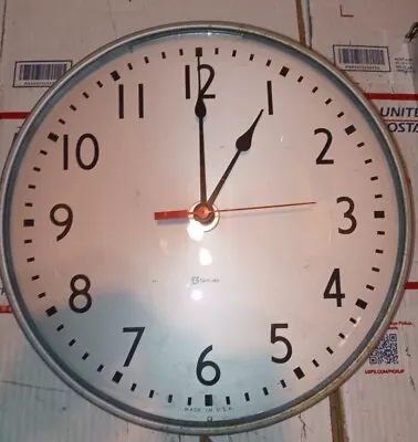 Vtg. Simplex Glass Dome 13  School Wall Clock Converted To Battery • $60