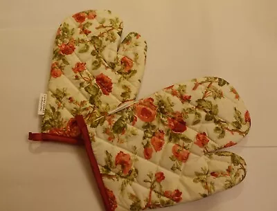 Red Roses Oven Gloves Laura Ashley For Easy Living Oven Mitts New Floral  • £9