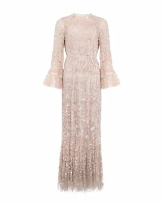 BNWT Needle & Thread SNOWDROP GOWN Maxi Dress UK6 US2 Pink Sequin Belted Wedding • £350
