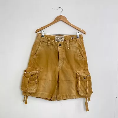 Abercrombie & Fitch Cargo Shorts Mens Size 30 [Measure As W32] Beige Distressed • £39.99