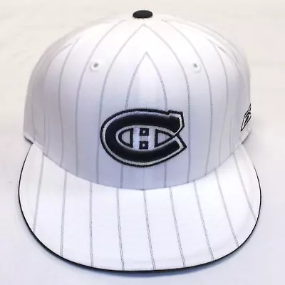 Montreal Canadiens Flat Brim Pinstriped Reebok Hat Size 7 3/8 • $18