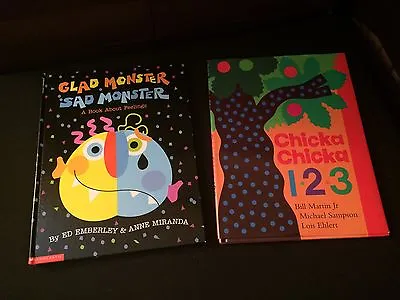 Lot 2 HC Books Chicka Chicka 1 2 3 2004 1st Ed. & Sad Monster Glad Monster 1998 • $15.99