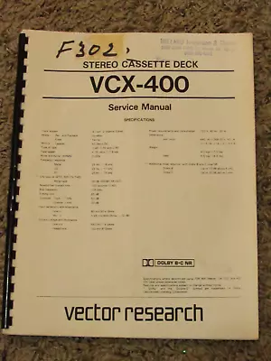 Vector Research Vcx-400 Stereo Cassette Deck Original Service Manual  • $13.94