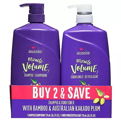 Aussie Miracle Volume Shampoo And Conditioner Hair Set 26.2 Fl Oz~ • $13.47