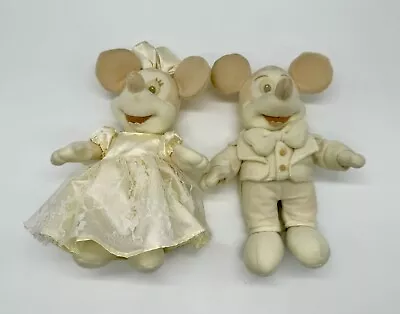 Disney Mickey Minnie Mouse Cream Champagne Monotone Wedding Set 9” Plush • $22.36