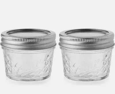 $12.55 • Buy 🌻4~Ball Mason Jelly Jars (4 Oz.) Quilted Crystal~ Reg Mouth🦋Set Of 4!!👀😍💙
