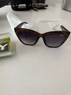 Quay Brown Stripped Cat Eye Sunglasses Brand New • $100