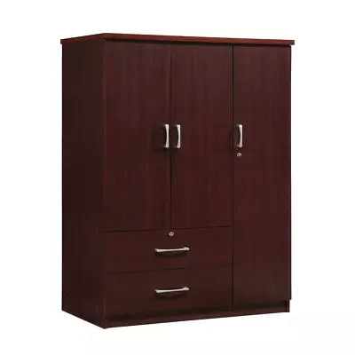 Armoire Wooden Closet Wardrobe Storage Cabinet Drawers Organizer Mahogany Finish • $430.99