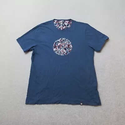 Pretty Green T-shirt Mens XL Blue Big Paisley Logo Casual Short Sleeve Tee • £14.99