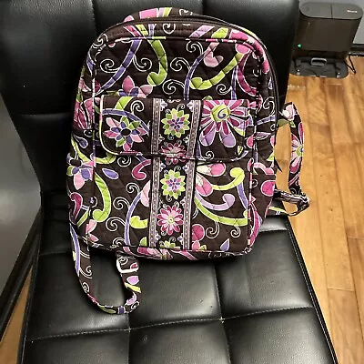 Vera Bradley Very Berry Backpack Quilted Brown Purple Book Bag Or Laptop Bag • $30