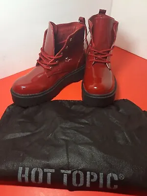 Hot Topic Red Gloss Boots W8 Punk • $35