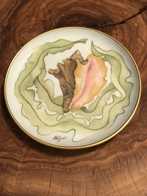 $38 • Buy 1986 “Conch Shell” Plate Coaster Kaiser West Germany Elyse Wasile Bahama Islands