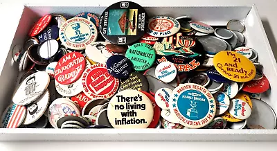 VTG Button Pin Mixed Political Humor Sports 2 Pound Craft Lot READ DESCRIPTION • $29.99