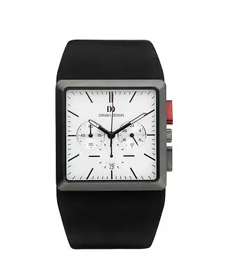 Danish Design IQ12Q869 White Dial Chronograph Black Leather Quartz Men's Watch • $340