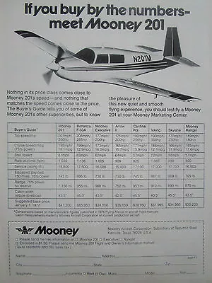 1/1977 Pub Mooney Aircraft Aircraft Mooney 201 Aircraft Original Ad • $10.63