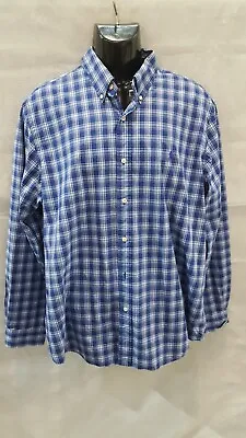 Ralph Lauren Men's 100% Cotton Blue Check Button Up Shirt- XL (FN_6220) • £8.99