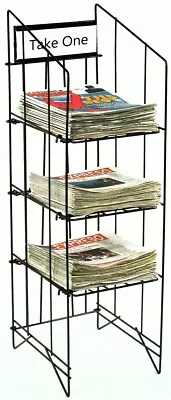 Freestanding Magazine Newspaper Rack Floor Holder Stand Store Display 3 Shelves • $125.98