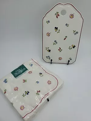 New Villeroy & Boch Petite Fleur 8.5  Set Of 2 Cheese Cracker Board & Napkins • $49.99