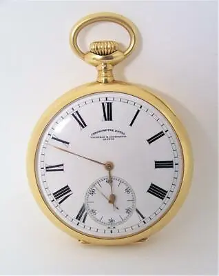 $7698.90 • Buy Antique 18K Gold VACHERON & CONSTANTIN Chronometer Pocket Watch C.1915* 57 Mm