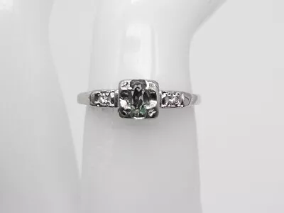 Vintage 1940s PORTRAIT Signed 3 Natural Alexandrite Diamond 14k White Gold Ring • $435