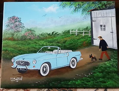 Fine Oil Painting - Vintage Car Volvo P1800 Signed By Mal Burton 12x16  • £62.50