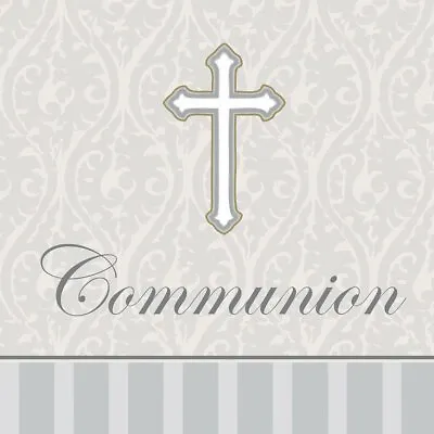 Communion 3ply Lunch Napkins Silver Devotion Cross - 16 Count • £6.37