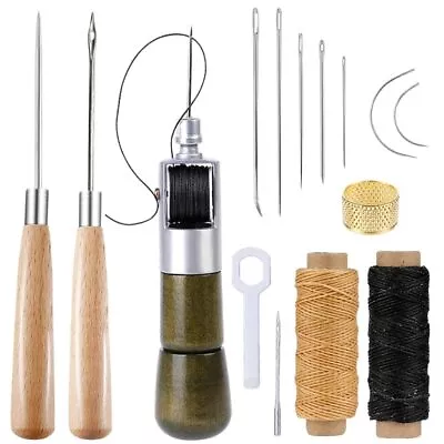 Leather Sewing Tool Kit With Hand Speedy Stitcher Sewing Awl Needle Waxed Thread • $21.65