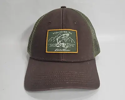 Eddie Bauer Hat Cap Adult Snap Back Brown Green Trucker Fishing Outdoor Mens • $24.80