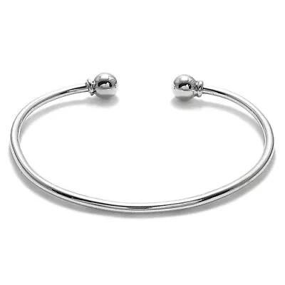 925 Sterling Silver Charm Cuff Bangle Bracelet (Removable Bead) • $38.99