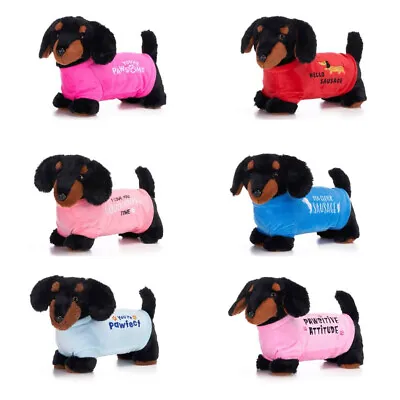 1 X 32cm Sausage Dog Dachshund Plush Soft Toy With Jumper Daschund Teddy Kids • £12.99