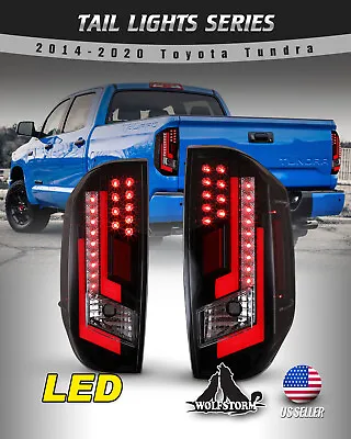 For 14-21 Toyota Tundra LED Tail Lights Red DRL Rear Brake Lamps Black Clear Set • $152.94