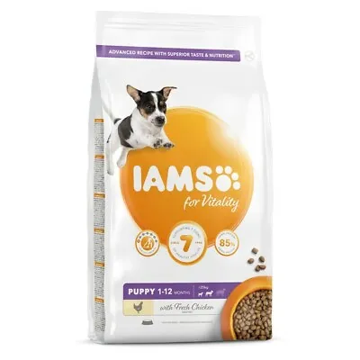 Dry Dog Food IAMS Vitality Puppy Small & Medium Breeds Fresh Chicken 2kg Or 12kg • £11.99