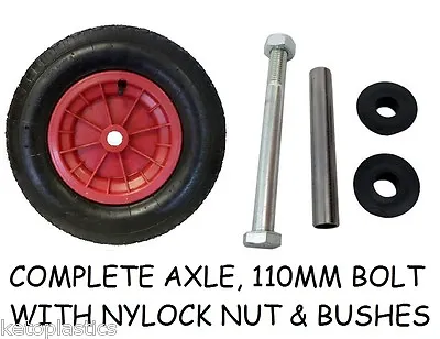 14  Pneumatic  Wheelbarrow Wheel / Inflatable Tyre 3.50/4.00-8 + Axle • £12.99