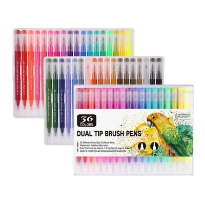 $13.20 • Buy 36pcs Lot Watercolor Brush Marker Pens Dual Tips Soft Fine Art Drawing Pen U