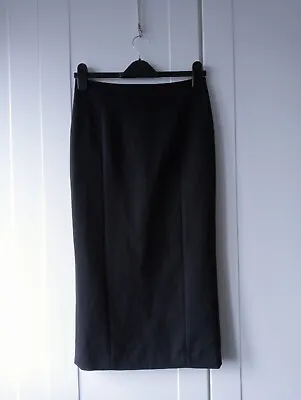 M&S Woman Black Midi Back Split Pencil Full Lined Skirt Size UK 8 Length 30  • £7.25