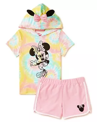 Minnie Mouse Girl Hoodie T Shirt Shorts Set Size 5 6 Disney Costume Ears Mermaid • $21.95