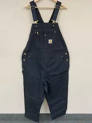 Carhartt 102776-001 Mens Black Relaxed Fit Duck Bib Overalls Size 44x28 • $54.99